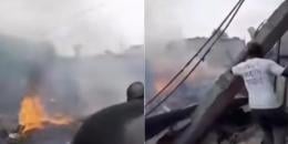 Plane crash scene in the Mwihoko area, Kiambu County.